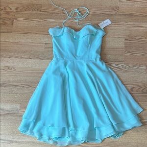 New! Morilee Strapless Soft Aqua Mint Ruffle Hem Party Dress 31072